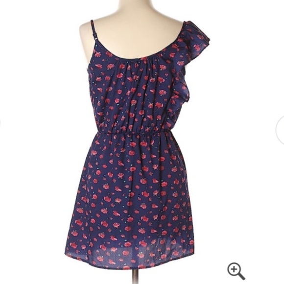 Deb Navy Blue Ruffle Dress with Red and Pink Flowers - Picture 6 of 10